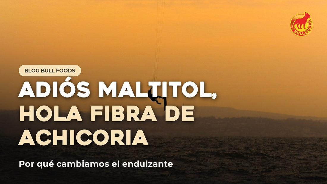 Silueta de un kitesurfista al atardecer, portada del artículo de Bull Foods sobre el maltitol