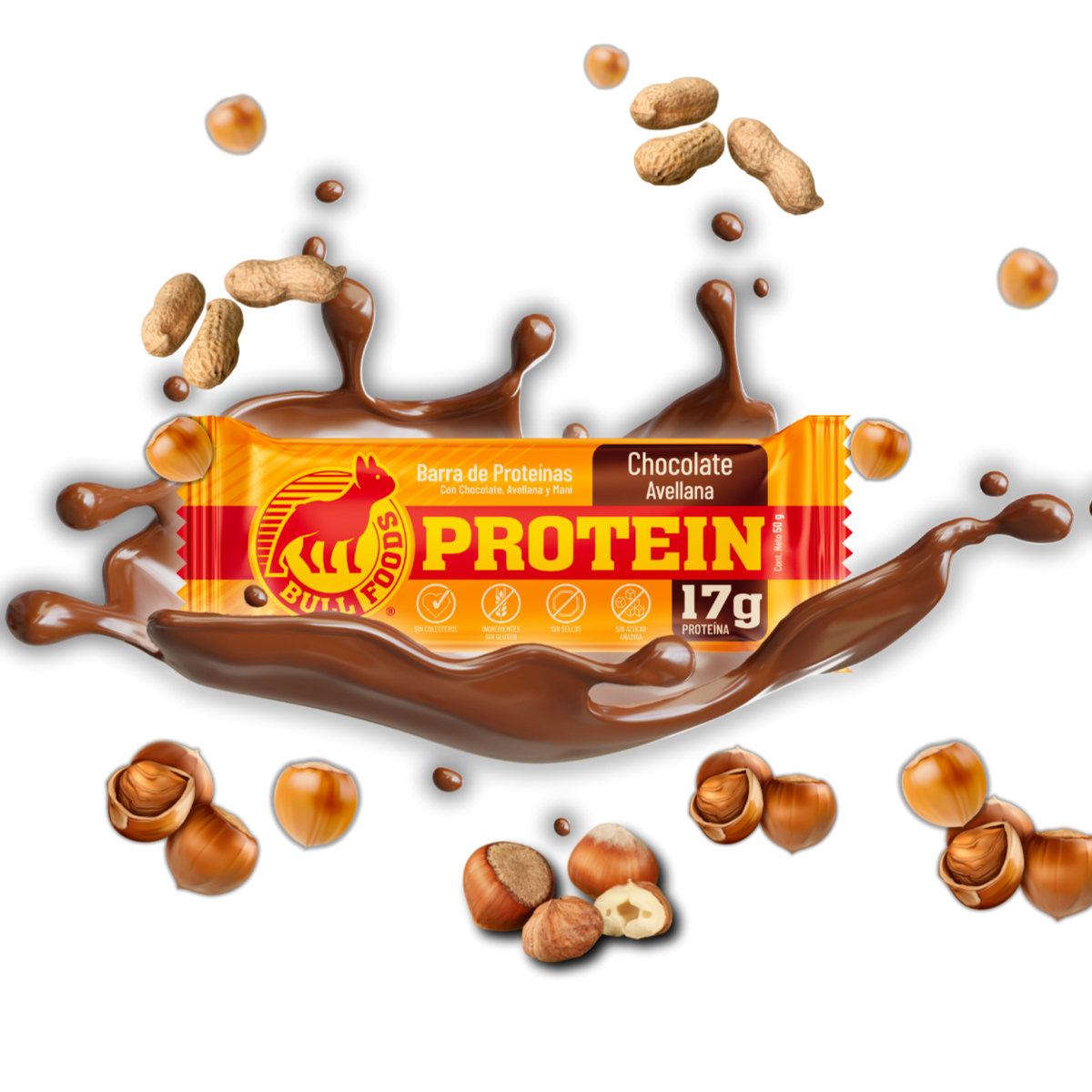 Barra de proteína Chocolate Avellana – Caja 20 barras Bull Foods