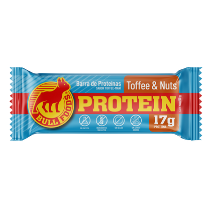 Barra de proteína Toffee & Nuts – Caja 20 barras Bull Foods