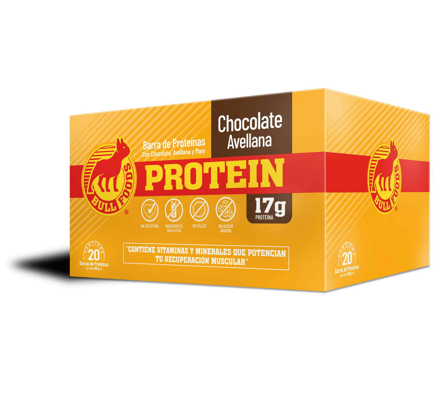Barra de proteína Chocolate Avellana – Caja 20 barras Bull Foods